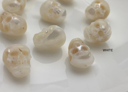 One Piece 9-11x12-14 mm Hand Carved Skull Freshwater Pearl Beads Genuine Natural White Pearl For DIY Earring Pendant Jewelry #P1097
