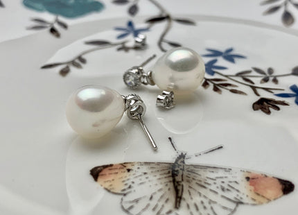 One Pair 925 Sterling Silver Setting Findings For Half Drilled Pearls Classic Shape Design Sterling Silver Findings #10051-A
