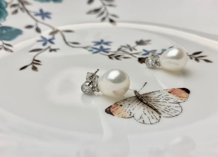 One Pair 925 Sterling Silver Setting Findings For Half Drilled Pearls Classic Shape Design Sterling Silver Findings #10051-A