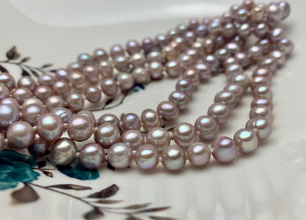 40 Inches Hand Knotted 7 mm Potato Natural White/Light Pink/Blush Pink/Mauve Pink Color Freshwater Pearl Long Necklace #P1093