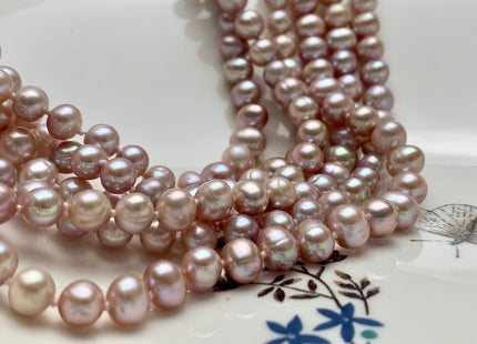 40 Inches Hand Knotted 7 mm Potato Natural White/Light Pink/Blush Pink/Mauve Pink Color Freshwater Pearl Long Necklace #P1093