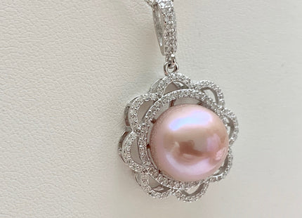 AAA 12.5-13 mm Top Quality Gray and Natural Mauve Edison Pearl Pendant W/925 Sterling Silver DIY Jewelry Bridal Pearl Necklace #10071-B