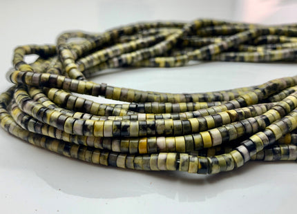 2x4 mm Mixed Yellow And Black Color Agate Heishi Rondelle Shape Genuine Multi Color Disc Gemstones Loose Beads 15.5 Inches Strand #3104