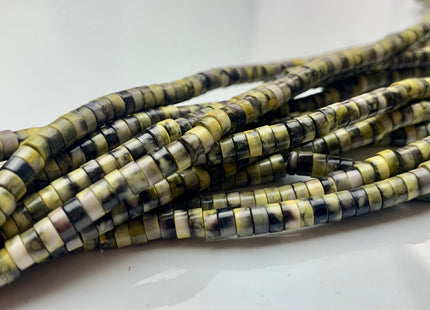 2x4 mm Mixed Yellow And Black Color Agate Heishi Rondelle Shape Genuine Multi Color Disc Gemstones Loose Beads 15.5 Inches Strand #3104