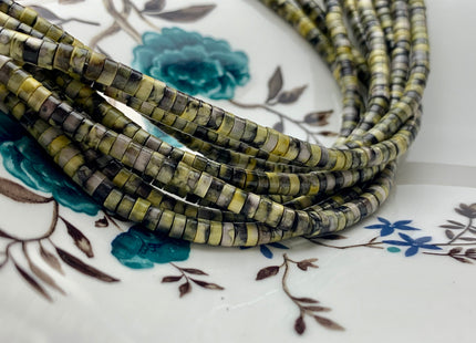 2x4 mm Mixed Yellow And Black Color Agate Heishi Rondelle Shape Genuine Multi Color Disc Gemstones Loose Beads 15.5 Inches Strand #3104