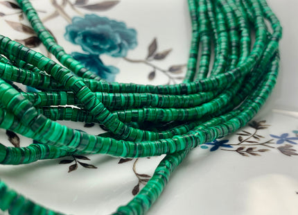 2x4 mm Malachite Heishi Rondelle Green Color Discs Gemstones Loose Beads 15.5 Inches Strand #3117
