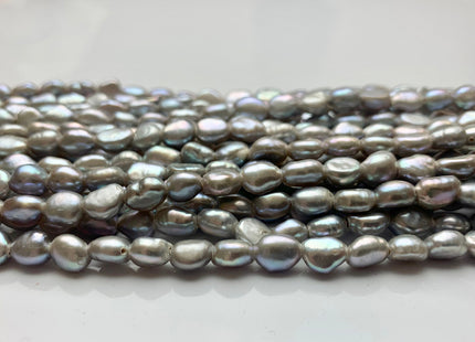 6x8 mm AA Large Hole Gray Color Rice Nugget Freshwater Pearls Hole Size 1.5mm Or 2.0mm Lustrous Large Hole Genuine Rice Nugget Beads #P1071