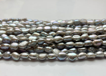 6x8 mm AA Large Hole Gray Color Rice Nugget Freshwater Pearls Hole Size 1.5mm Or 2.0mm Lustrous Large Hole Genuine Rice Nugget Beads #P1071