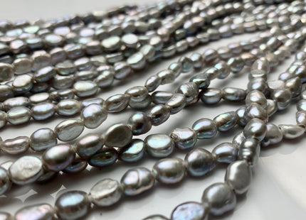 6x8 mm AA Large Hole Gray Color Rice Nugget Freshwater Pearls Hole Size 1.5mm Or 2.0mm Lustrous Large Hole Genuine Rice Nugget Beads #P1071