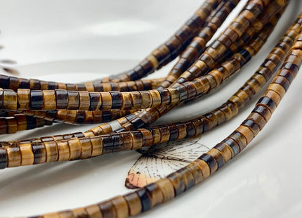 2x4mm Multi Brown Color Tiger Eye Heishi Rondelle Shape Discs Gemstone Loose Beads 15.5 Inches #3100