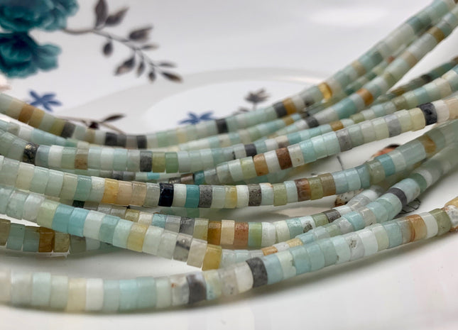 2x4mm Natural Color Amazonite Heishi Rondelle Shape Genuine Amazonite Discs Gemstone Loose Beads 15.5 Inches Strand #3102