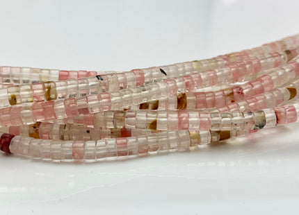 2x4mm Natural Multi Watermelon Color Quartz Heishi Rondelle Shape Genuine Quartz Discs Gemstone Loose Beads 15.5 Inches Strand #3107