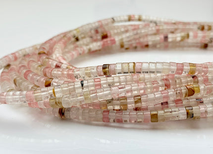 2x4mm Natural Multi Watermelon Color Quartz Heishi Rondelle Shape Genuine Quartz Discs Gemstone Loose Beads 15.5 Inches Strand #3107