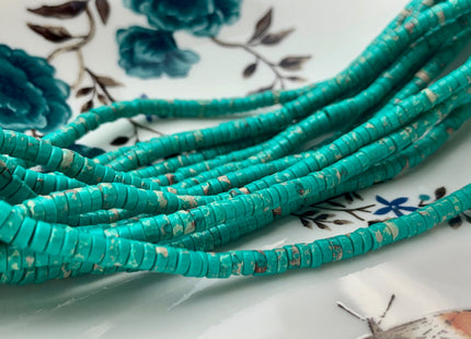 2x4mm Green Color Impression Jasper Heishi Rondelle Shape Genuine Natural Sea Sediment Jasper Discs Gemstone Beads 15.5 Inches Strand #3108