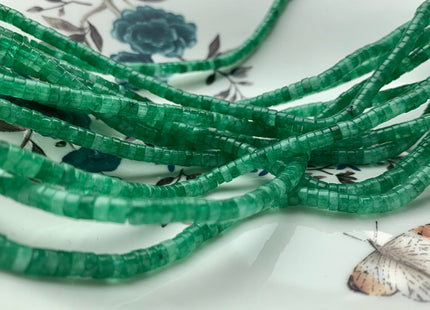 2x4mm Natural Green Color Korean Jade Heishi Rondelle Shape Genuine Korean Jade Discs Gemstone Loose Beads 15.5 Inches Strand #3099