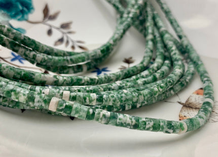 2x4mm Natural Green Dot Jasper Heishi Rondelle Shape Genuine Green Dot Jasper Discs Gemstone Loose Beads 15.5 Inches Strand #3119