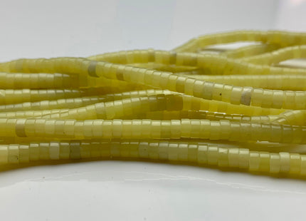 2x4mm Natural Yellow Color Lemon Jade Heishi Rondelle Shape Genuine Lemon Jade Discs Gemstone Loose Beads 15.5 Inches Strand #3109