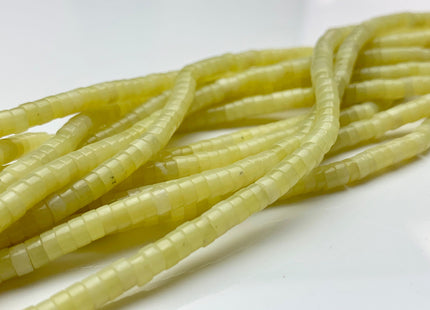 2x4mm Natural Yellow Color Lemon Jade Heishi Rondelle Shape Genuine Lemon Jade Discs Gemstone Loose Beads 15.5 Inches Strand #3109