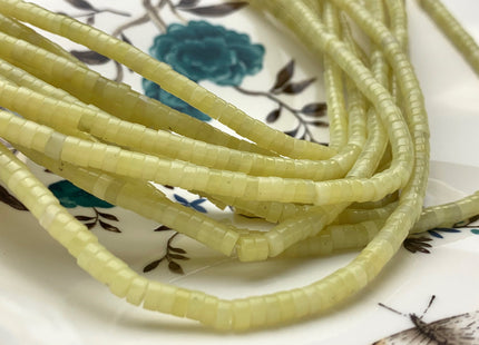 2x4mm Natural Yellow Color Lemon Jade Heishi Rondelle Shape Genuine Lemon Jade Discs Gemstone Loose Beads 15.5 Inches Strand #3109