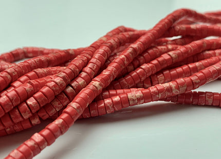 2x4mm Multi Red Impression Jasper Heishi Rondelle Shape Genuine Natural Sea Sediment Jasper Discs Gemstone Beads 15.5 Inches Strand #3124