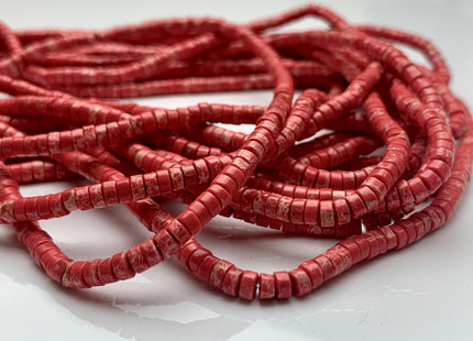 2x4mm Multi Red Impression Jasper Heishi Rondelle Shape Genuine Natural Sea Sediment Jasper Discs Gemstone Beads 15.5 Inches Strand #3124
