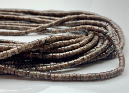 2x4mm Natural Brown Color Snowflake Jasper Heishi Rondelle Shape Genuine Snowflake Jasper Discs Gemstone Beads 15.5 Inches Strand #3128