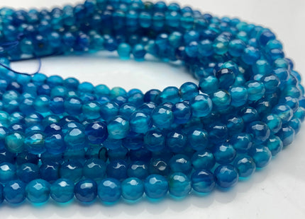 4mm 6mm Faceted Round Agate Gemstone Beads Blue Apatite Color Genuine Heat Treated Agate Gemstone Loose Beads 14 Inches Strand #3156
