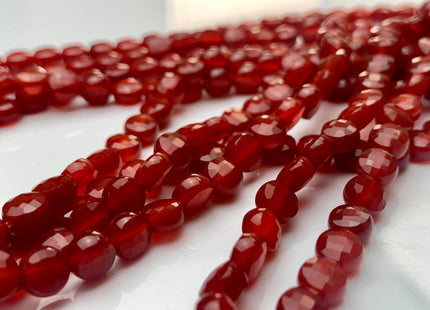 6 mm Micro Faceted Diamond Cut Carnelian Flat Coin Disc Shape Gemstone Beads Genuine Natural Red Carnelian 15 Inches Strand #3167