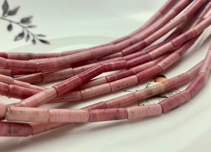 4x13-14 mm Tube Shape Natural Rhodonite Gemstone Beads Genuine Natural Pink Petrified Rhodonite Gemstones Beads 15.5 Inches Strand #3145