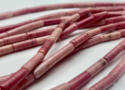 4x13-14 mm Tube Shape Natural Rhodonite Gemstone Beads Genuine Natural Pink Petrified Rhodonite Gemstones Beads 15.5 Inches Strand #3145