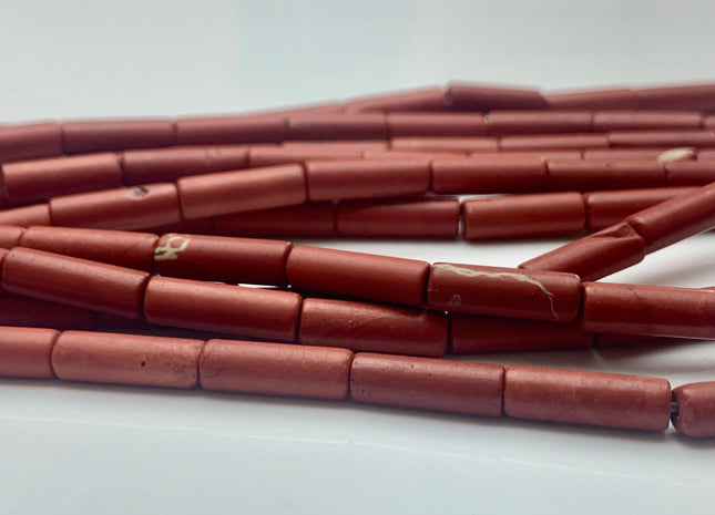 4x13-14 mm Tube Shape Natural Jasper Gemstone Beads Genuine Red Jasper Gemstones Loose Beads 15.5 Inches Strand #3146