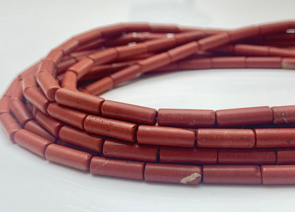 4x13-14 mm Tube Shape Natural Jasper Gemstone Beads Genuine Red Jasper Gemstones Loose Beads 15.5 Inches Strand #3146