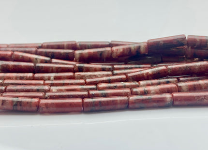 4x13-14 mm Tube Shape Natural Jasper Gemstone Beads Genuine Red And Black Lace Jasper Gemstones Loose Beads 15.5 Inches Strand #3151