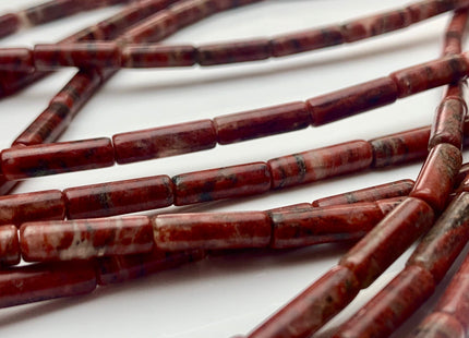 4x13-14 mm Tube Shape Natural Jasper Gemstone Beads Genuine Red And Black Lace Jasper Gemstones Loose Beads 15.5 Inches Strand #3151