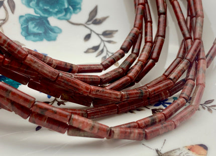 4x13-14 mm Tube Shape Natural Jasper Gemstone Beads Genuine Red And Black Lace Jasper Gemstones Loose Beads 15.5 Inches Strand #3151