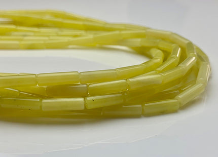 4x13-14 mm Tube Shape Natural Jade Gemstone Beads Genuine Lemon Yellow Jade Gemstones Loose Beads 15.5 Inches Strand #3152