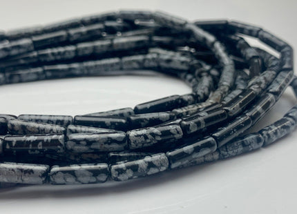 4x13-14 mm Tube Shape Natural Jasper Gemstone Beads Genuine Black Snowflake Jasper Gemstones Loose Beads 15.5 Inches Strand #3155