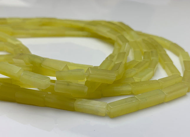 4-5x13 mm Cuboid Tube Shape Lemon Yellow Color Jade Gemstone Beads Lemon Yellow Jade Loose Beads 15.5 Inches Strand #3133