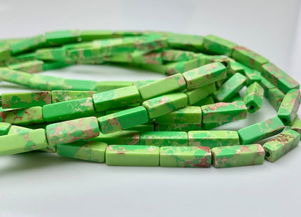 4-5x13 mm Cuboid Tube Shape Bright Green Color Impression Jasper Gemstone Beads Green Impression Jasper Loose Beads 15.5 Inches Strand #3134