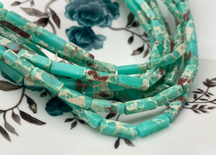 4-5x13 mm Cuboid Tube Shape Aqua Color Impression Jasper Gemstone Beads Aqua Impression Jasper Loose Beads 15.5 Inches Strand #3136