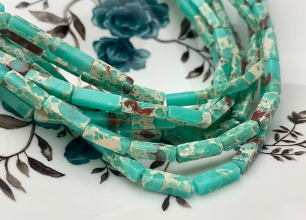 4-5x13 mm Cuboid Tube Shape Aqua Color Impression Jasper Gemstone Beads Aqua Impression Jasper Loose Beads 15.5 Inches Strand #3136
