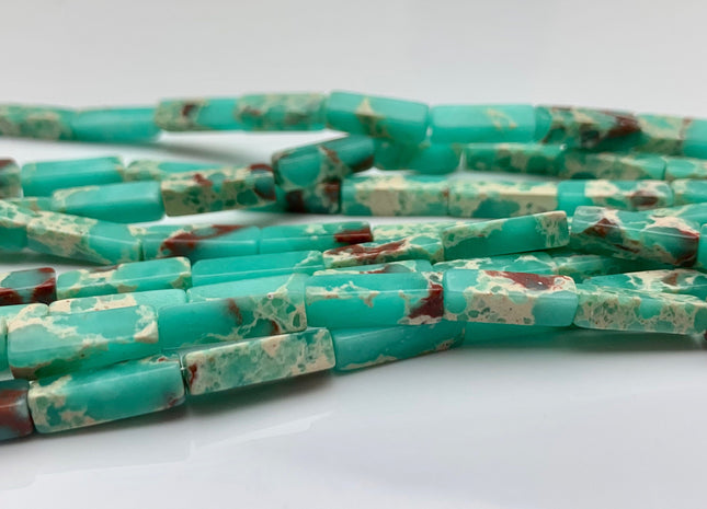 4-5x13 mm Cuboid Tube Shape Aqua Color Impression Jasper Gemstone Beads Aqua Impression Jasper Loose Beads 15.5 Inches Strand #3136