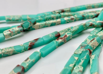 4-5x13 mm Cuboid Tube Shape Aqua Color Impression Jasper Gemstone Beads Aqua Impression Jasper Loose Beads 15.5 Inches Strand #3136