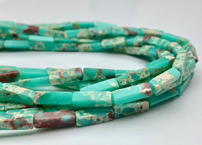 4-5x13 mm Cuboid Tube Shape Aqua Color Impression Jasper Gemstone Beads Aqua Impression Jasper Loose Beads 15.5 Inches Strand #3136