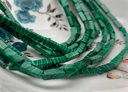 4-5x13 mm Cuboid Tube Shape Green And Black Malachite Color Gemstone Beads Green Black Loose Beads 15.5 Inches Strand #3137