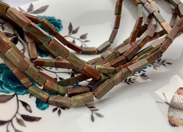 4-5x13 mm Cuboid Tube Shape Brown Color Picture Jasper Gemstone Beads Brown Picture Jasper Loose Beads 15.5 Inches Strand #3138