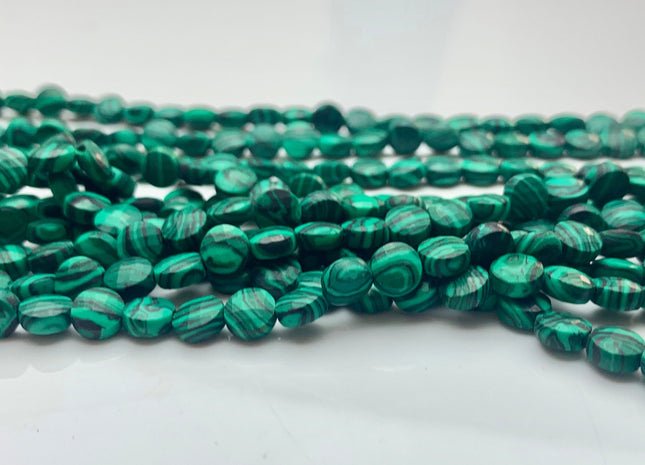 6 mm Micro Faceted Diamond Cut Malachite Flat Coin Disc Shape Gemstone Beads Genuine Natural Green Color Malachite 15 Inches Strand #3164