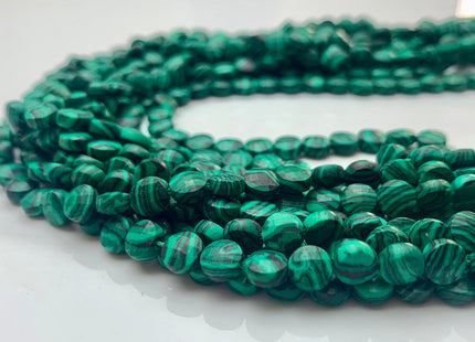 6 mm Micro Faceted Diamond Cut Malachite Flat Coin Disc Shape Gemstone Beads Genuine Natural Green Color Malachite 15 Inches Strand #3164
