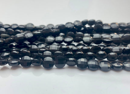 6 mm Micro Faceted Diamond Cut Golden Obsidian Flat Coin Disc Shape Gemstone Beads Genuine Natural Golden Black Color 15 Inches Strand #3169