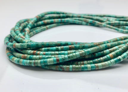 3mm 4mm AAA 100% All Natural Turquoise Heishi Rondelle Shape Genuine Natural Multi Color Turquoise Gemstones 16 Inches Strand #3184